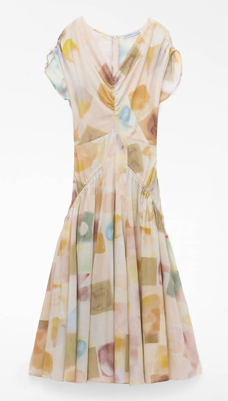 Adolfo Dominguez Cotton Ruched Printed Dress
