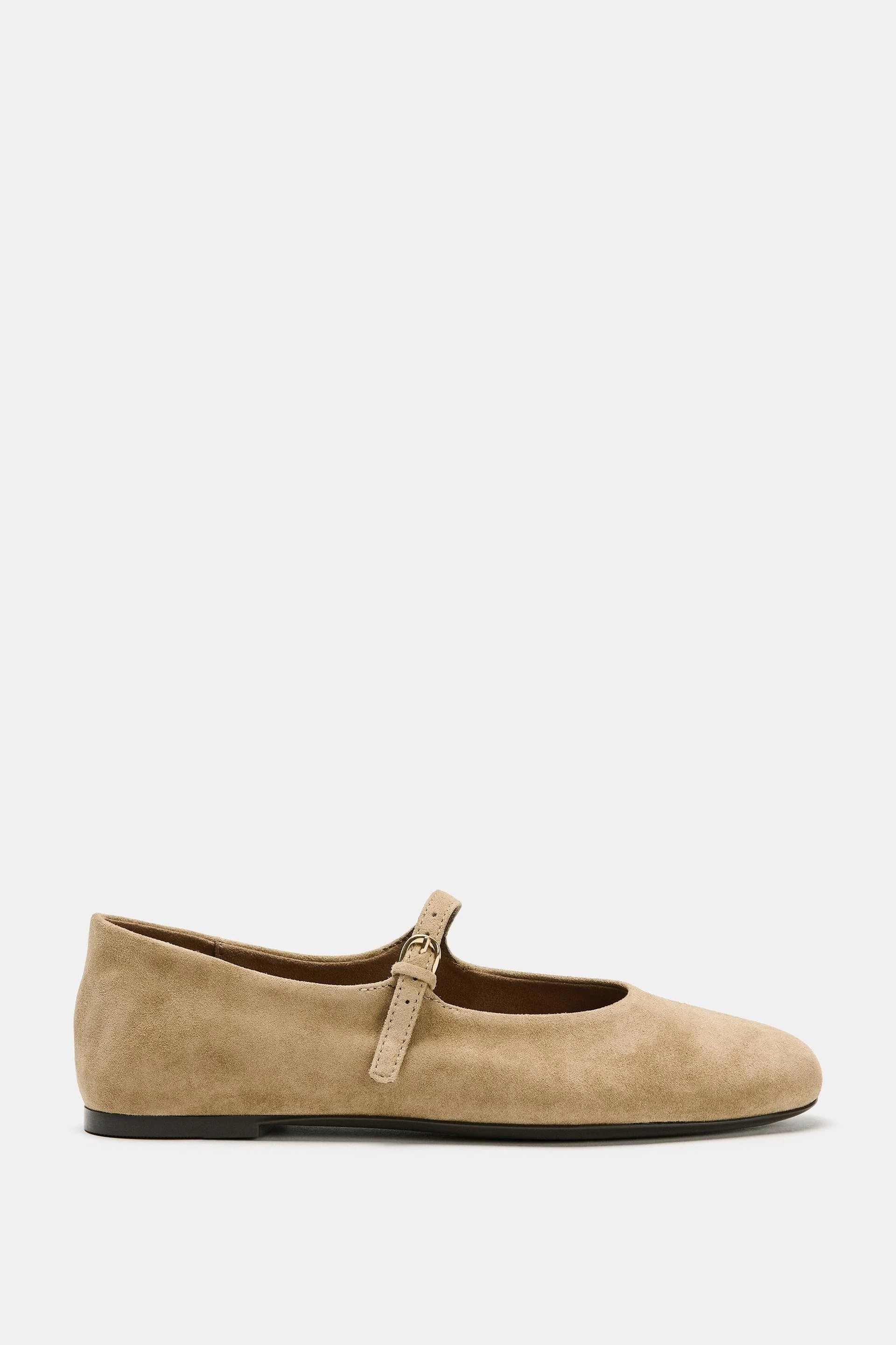 Zara Suede Ballerinas in Sand Brown.jpg