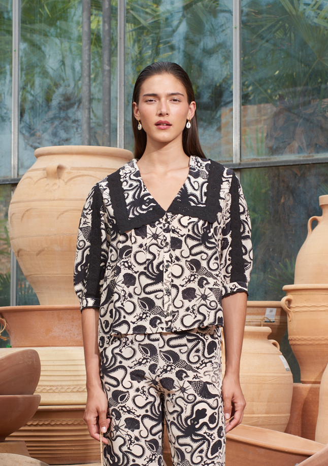Muzungu Sisters Helia Blouse in Octopus Friend