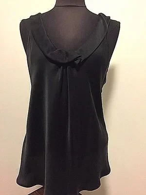Giorgio Armani Ruffle Neck Silk Top in Black