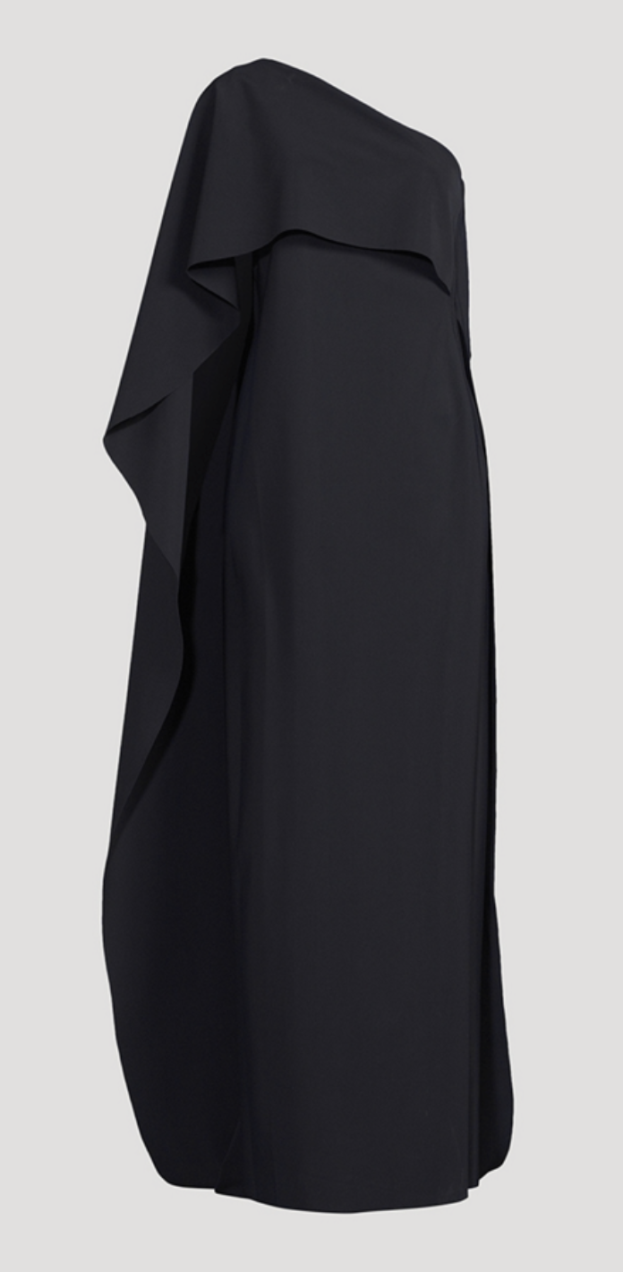 Greta Constantine Fabrizio One-Shoulder Cape Gown