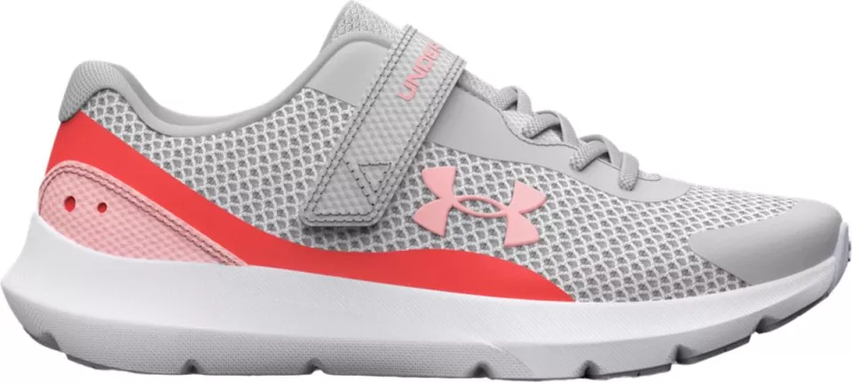 Under Armour Surge 3 Shoes in Halo GrayVenom RedPink Fizz.png