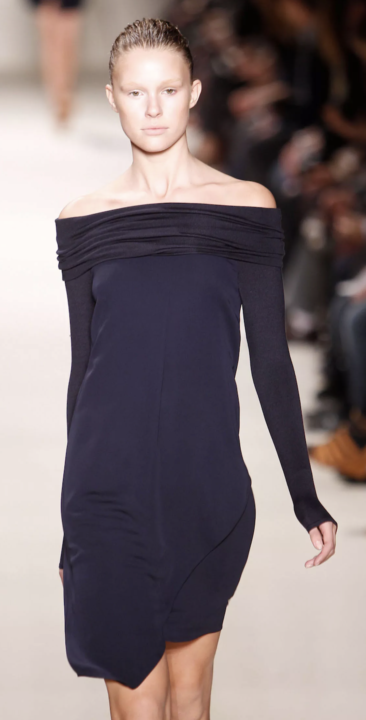 Akris Off-the-Shoulder Long Sleeve Dress in Brown
