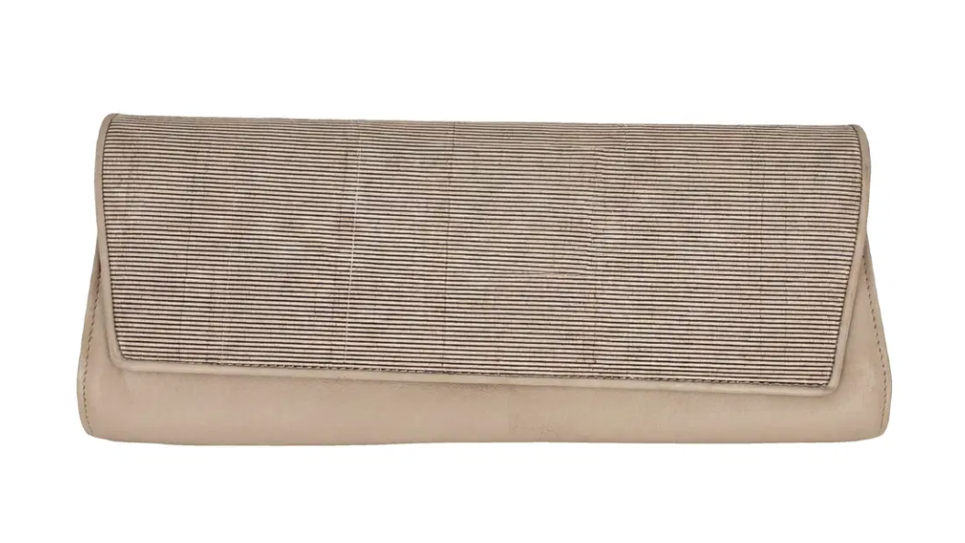 Akris Anouk Flap Clutch in Beige Leather
