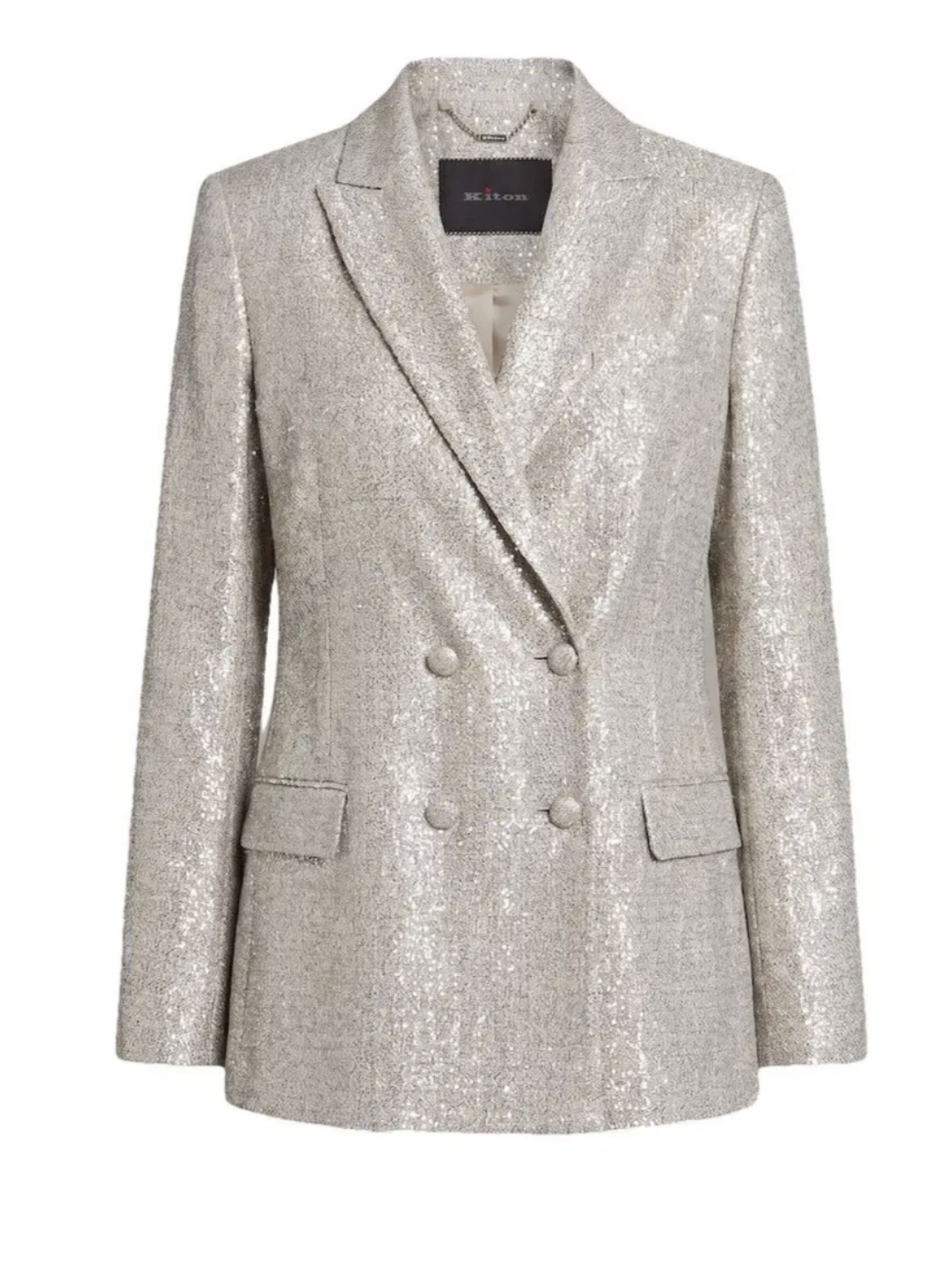 Kiton Sequin Double-Breasted Blazer in Gold