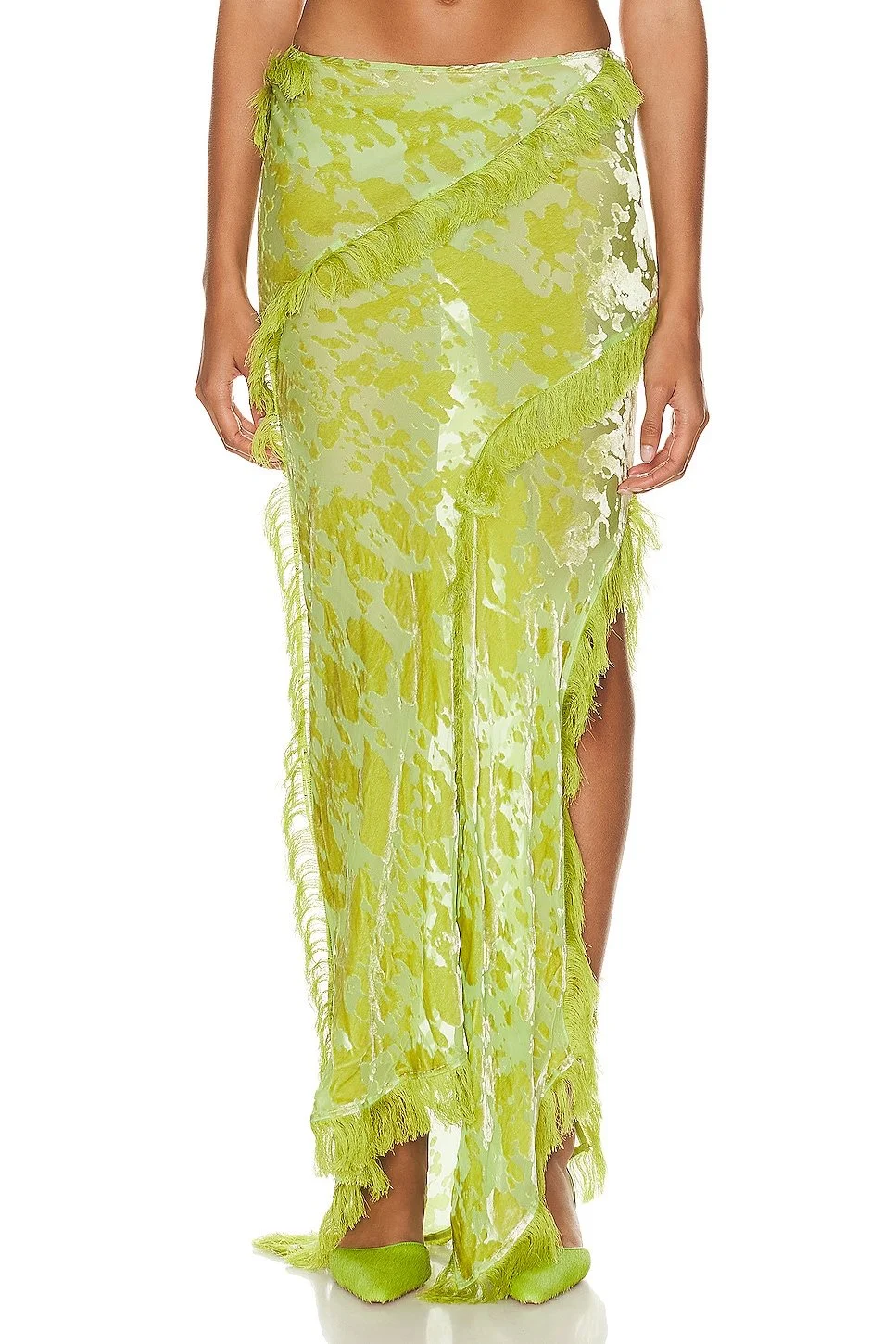 Acne Studios Velvet Draped Skirt in Apple Green