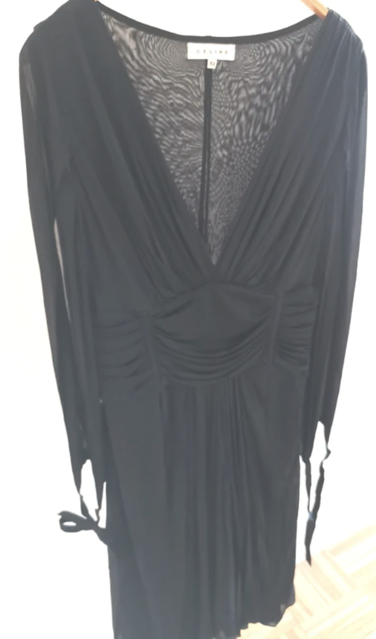 Celine Pleated Open-Sleeves Dress
