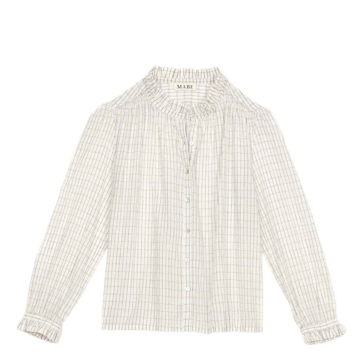 M.A.B.E Chrissie Long Sleeve Top in Ecru/Check