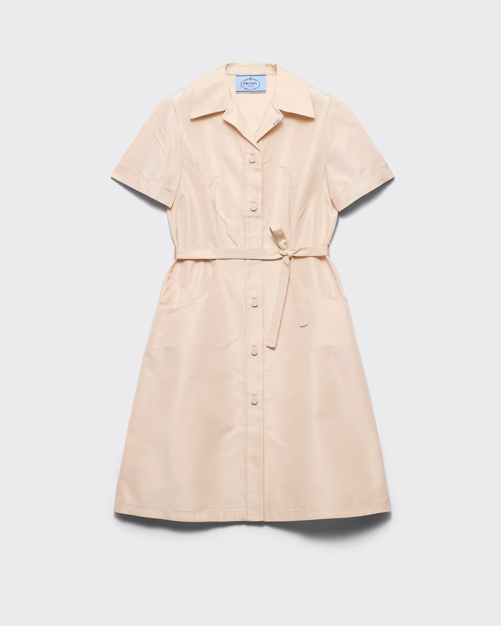 Prada Faille Shirt Dress in Sand Beige.png