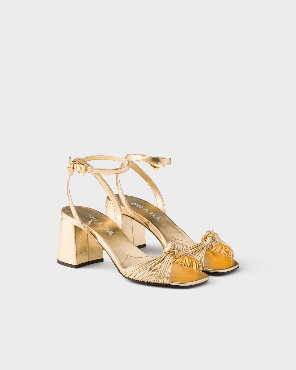 Prada Mordoré Nappa Leather Sandals in Platinum
