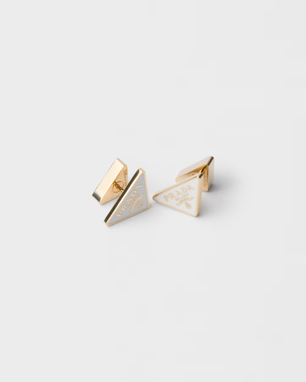 Prada Enameled Metal Earrings in Gold/White