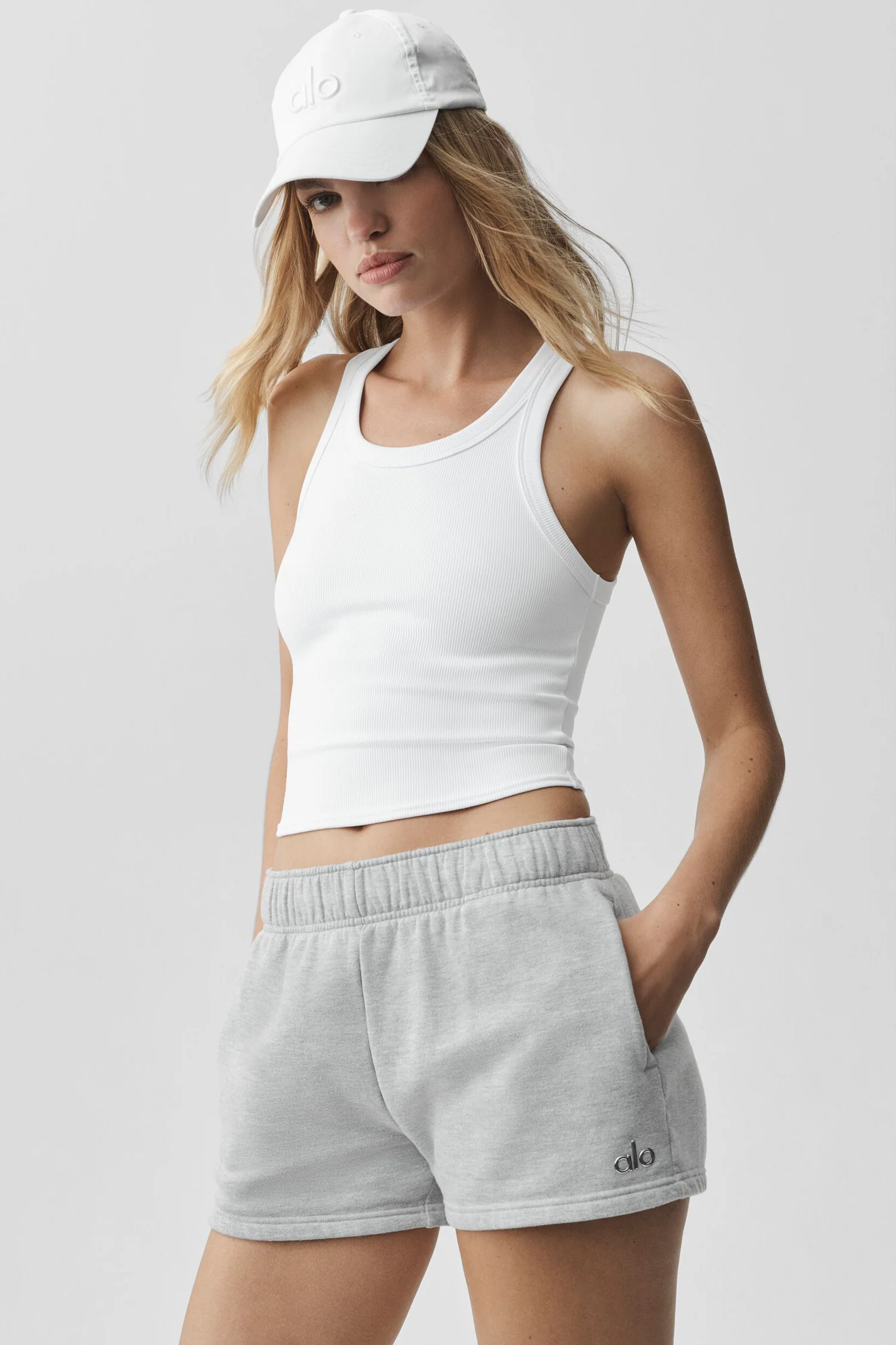 Alo Goddess Ribbed Go-To Tank in White