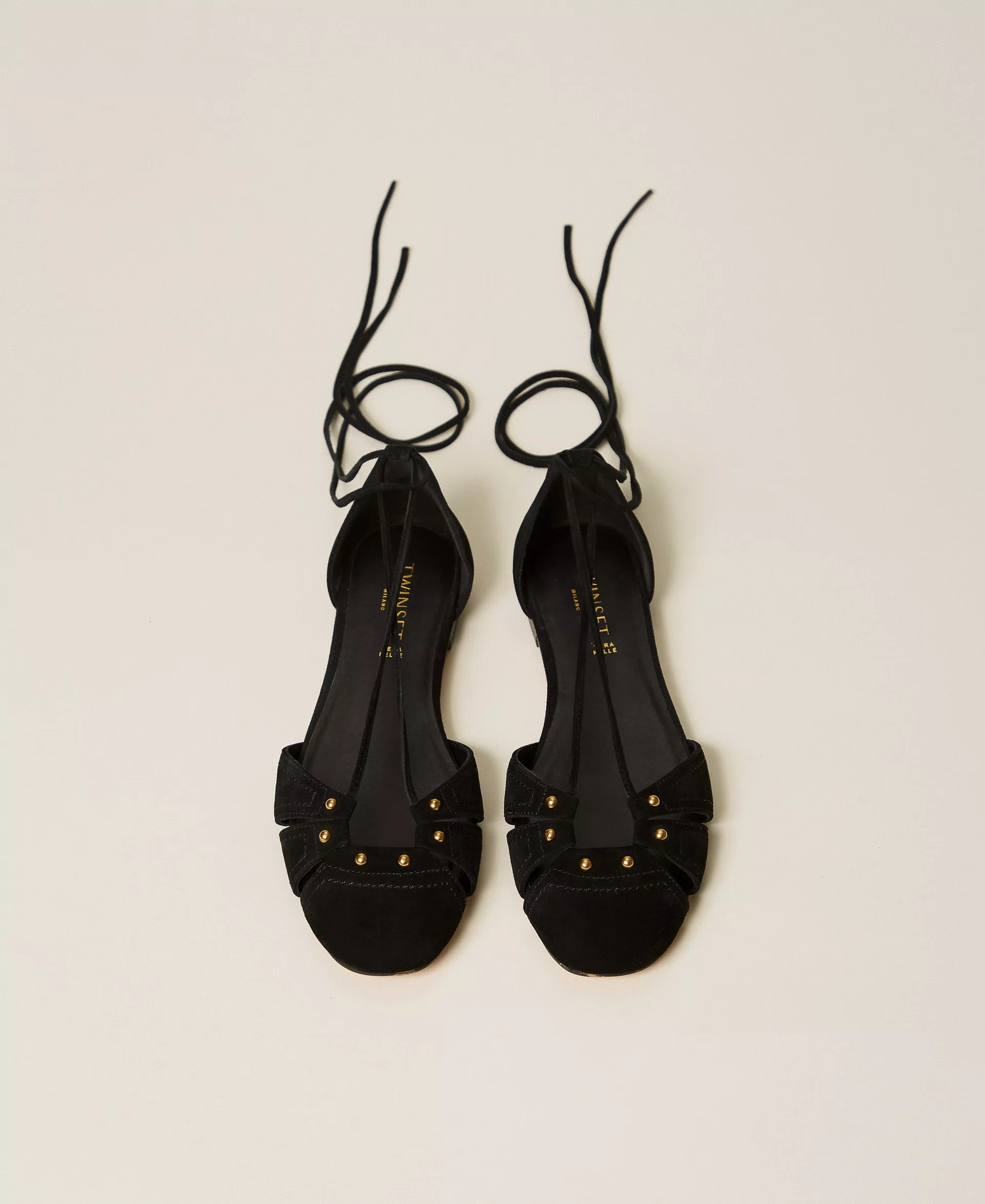 Twinset Suede Ballet Flats in Black.png
