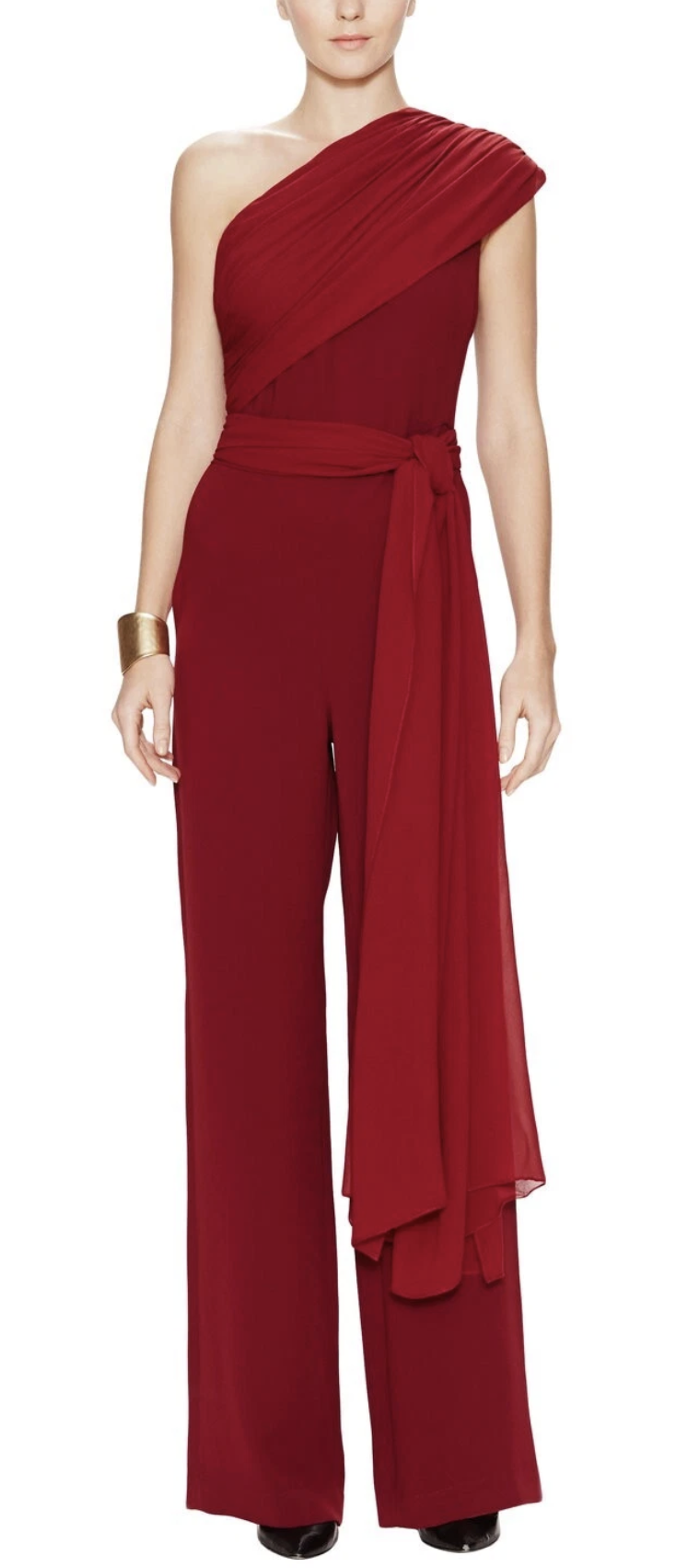 Max Mara Draped Shoulder Jumpsuit in Black