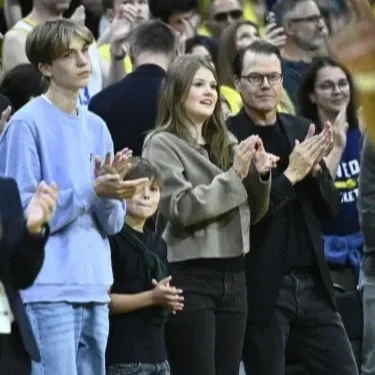 Prince Daniel and his children attend Sweden-France basketball game