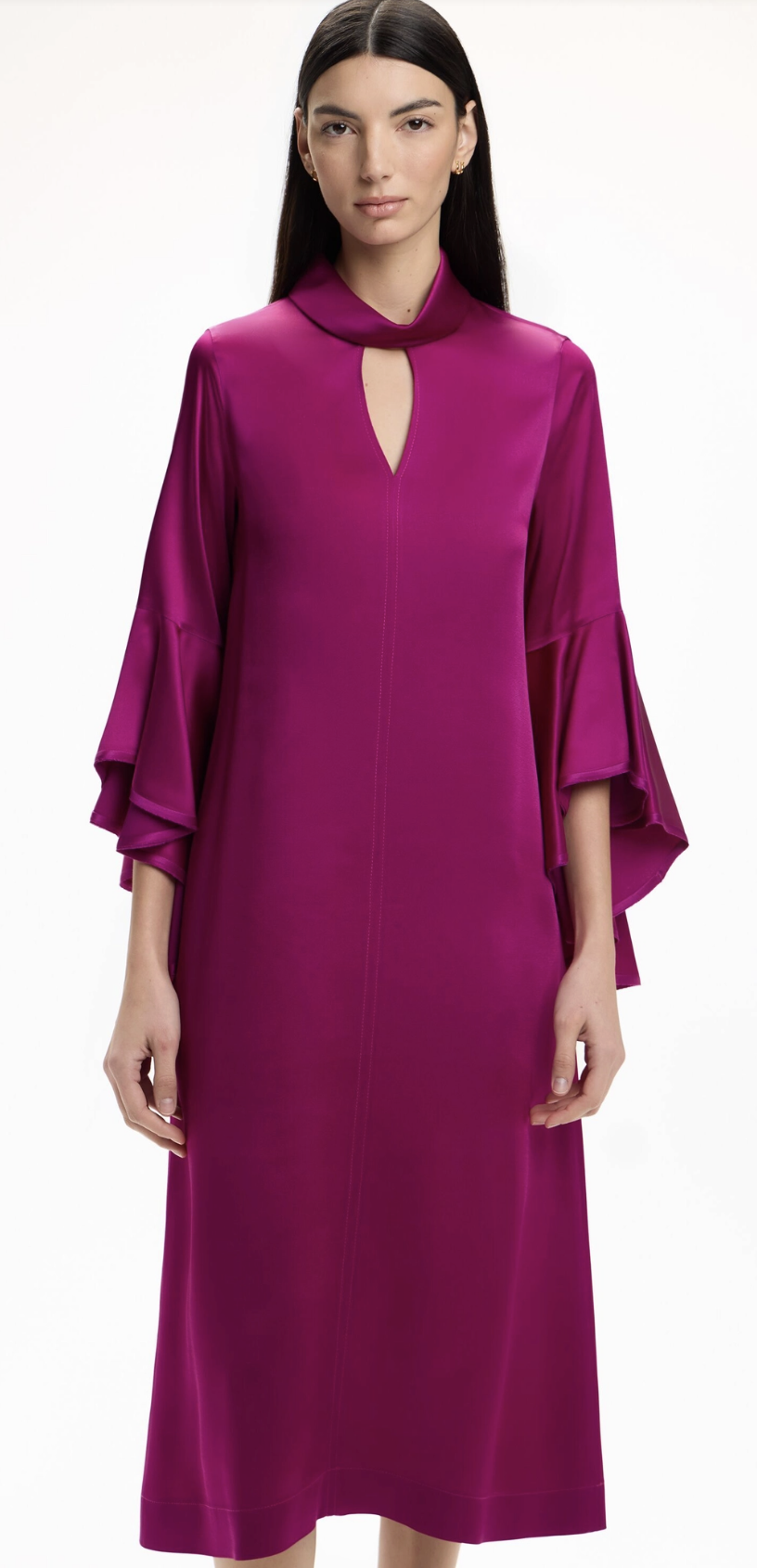 Carolina Herrera Ruffled Satin Crepé Midi Dress