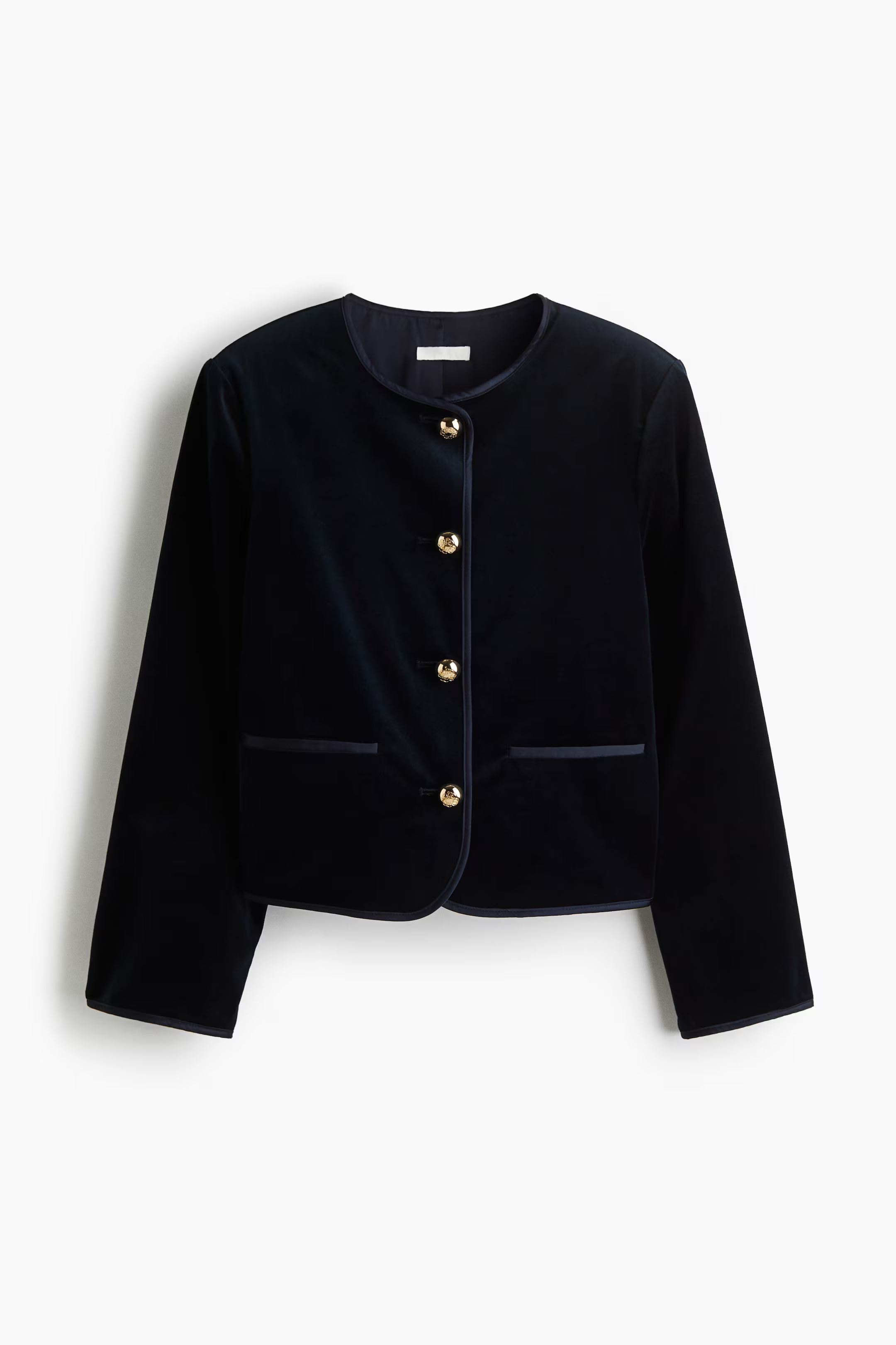 H&M Velvet Jacket in Navy Blue.png