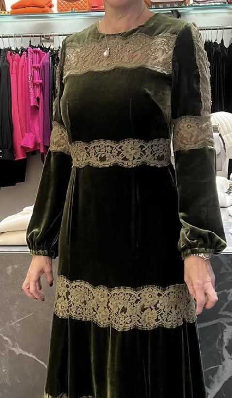 Walk with Grace Bespoke Lace Insert Dress in Black