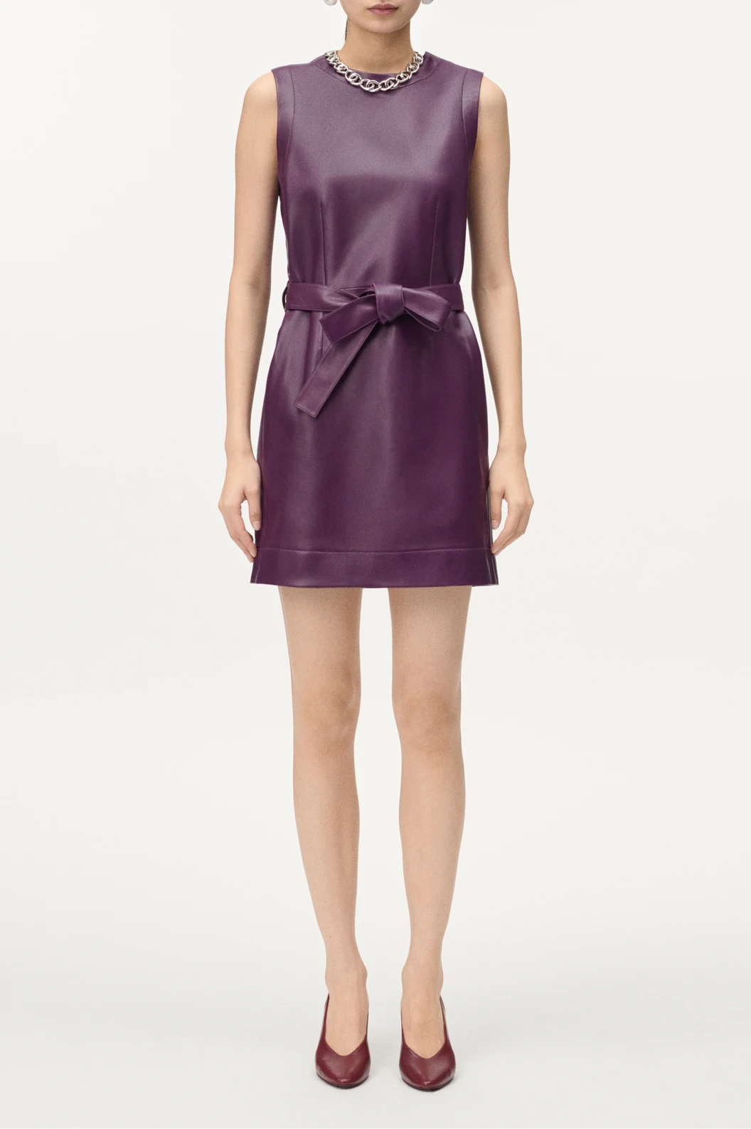 Chanel Belted Leather Dress in Potion Purple Lambskin