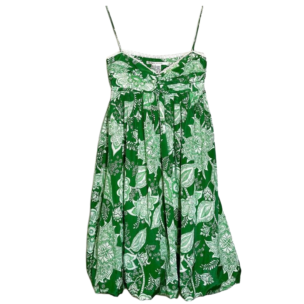 zara green leaf print dress Floral-Print Bubble-Hem Sundress — UFO No More Bold puff-sleeve dress