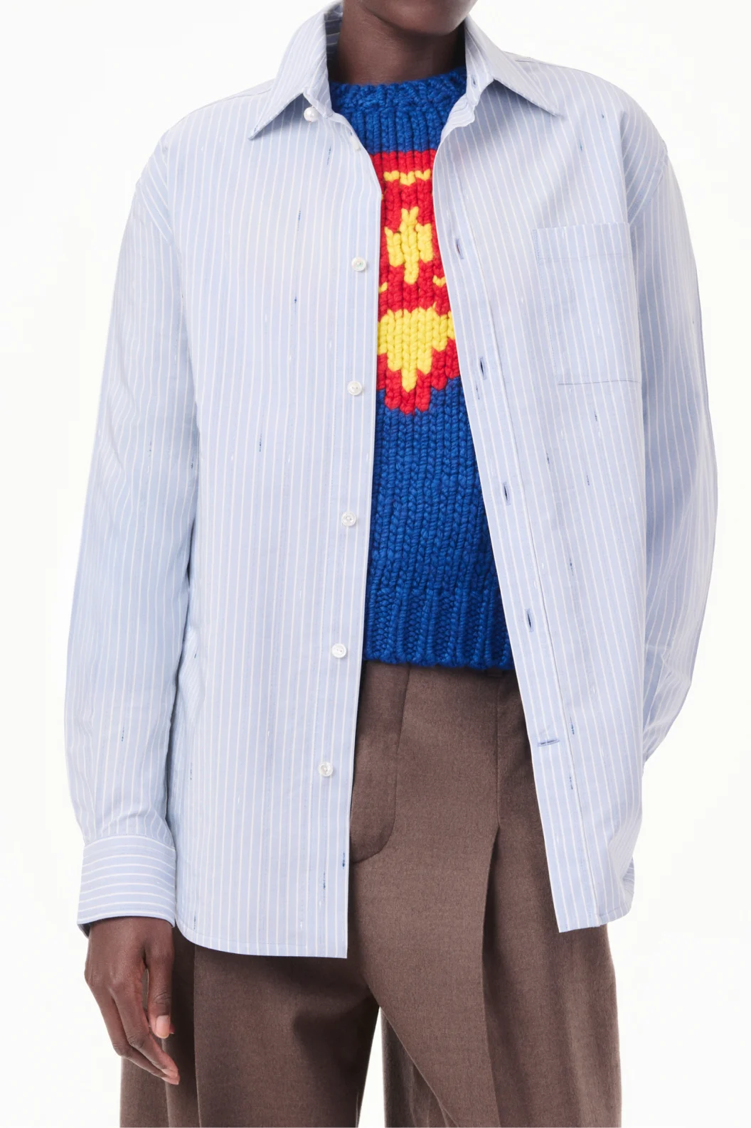 Chanel Striped Cotton Shirt in Sky Blue