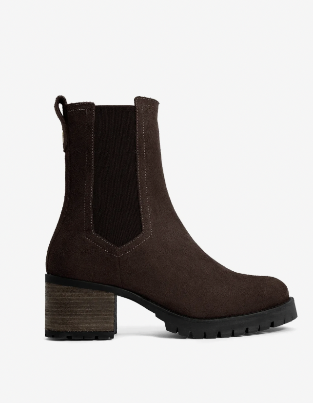 Fairfax and Favor Boudica Heeled Ankle Boots in Chocolate Suede