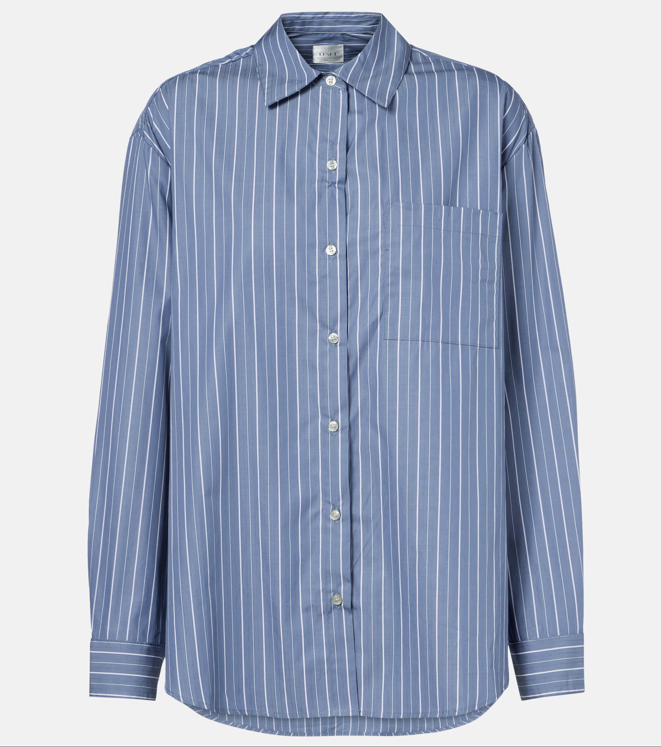 Leset Yoshi Striped Cotton-Blend Twill Shirt in Blue