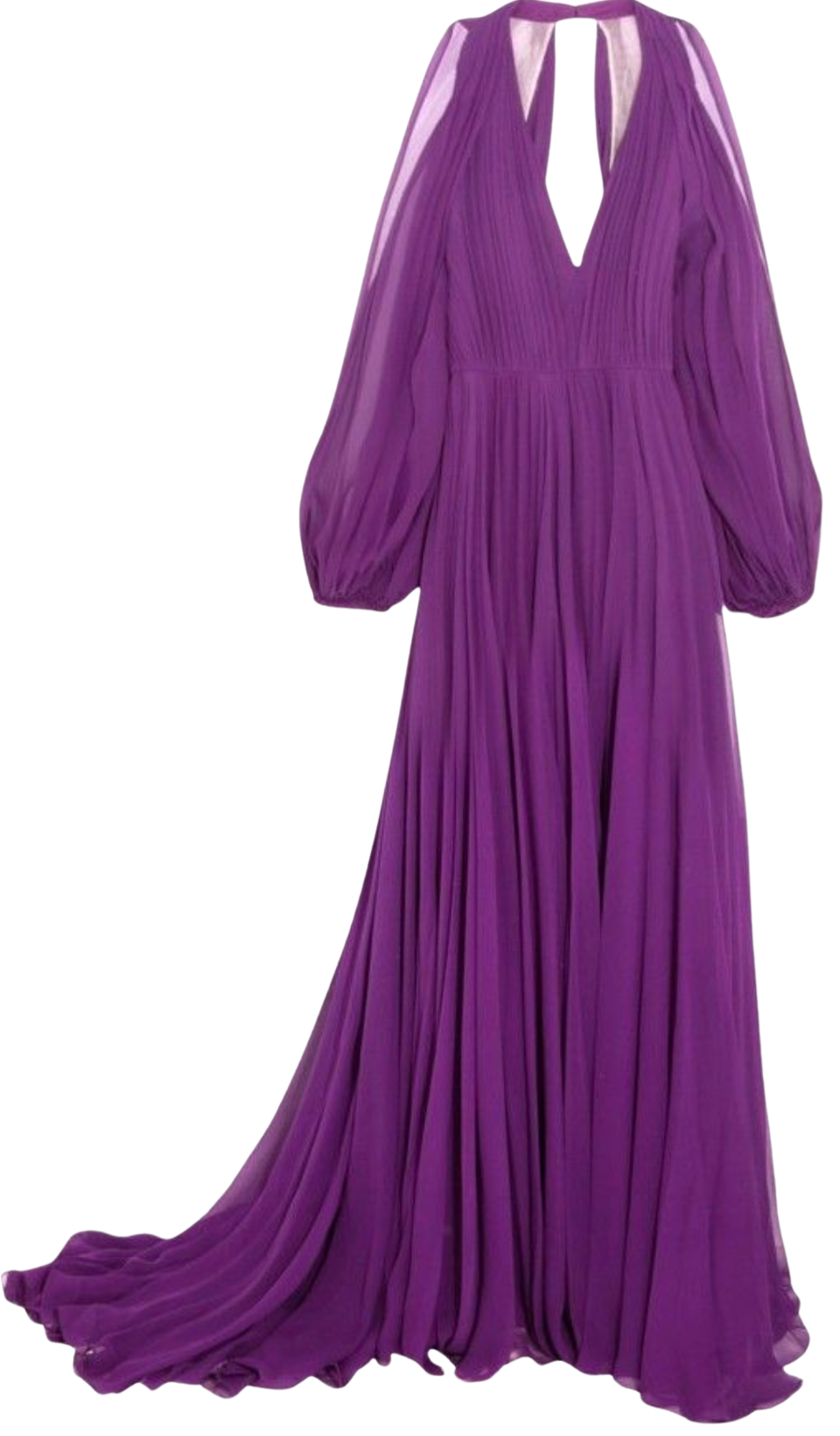 Jenny Packham Grape Pleated Silk Chiffon Gown