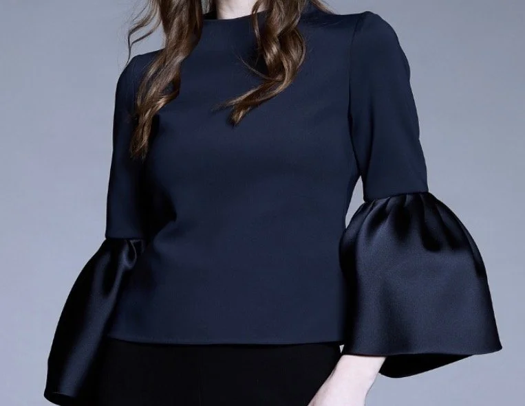 Natan Couture Wool Bell Sleeves Top in Pink