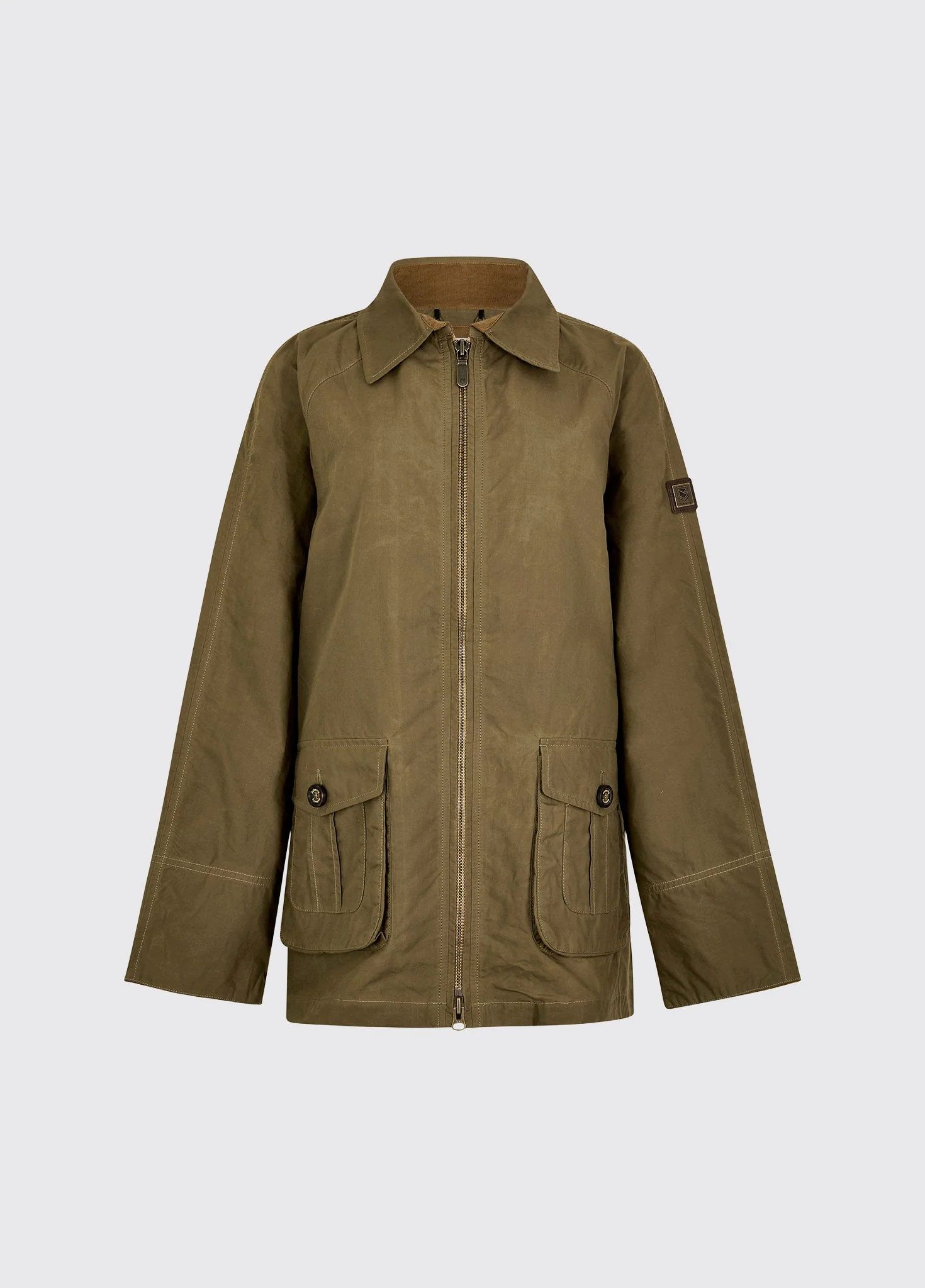 Dubarry Delaney Wax Cotton Utility Jacket in Dusky Green.png