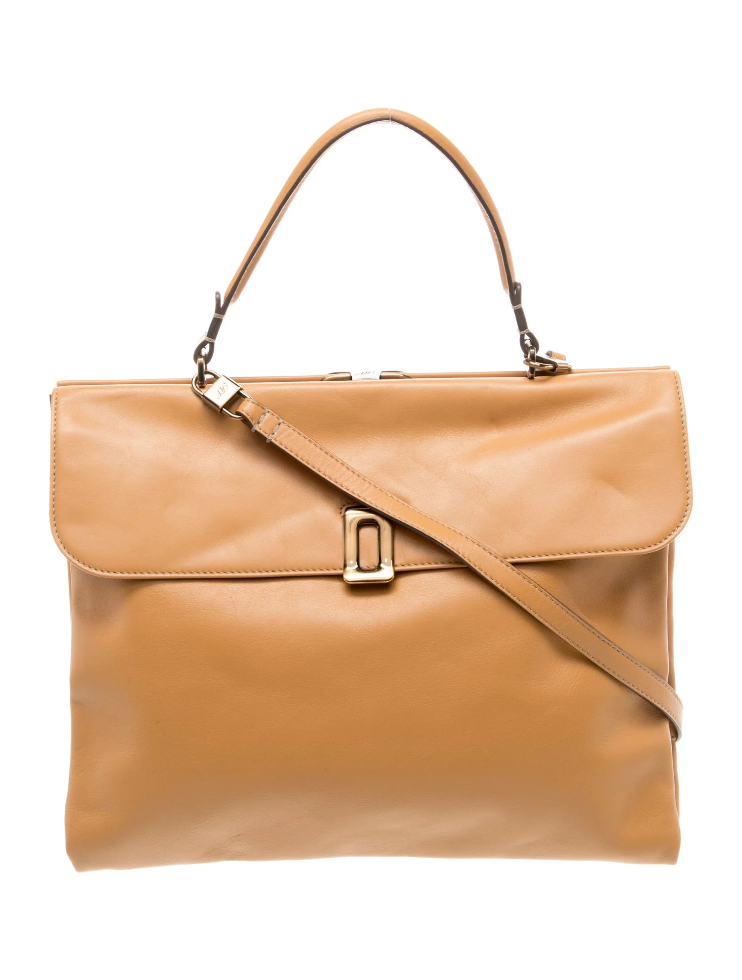 Roger Vivier Top Handle Tote Bag in Tan Leather