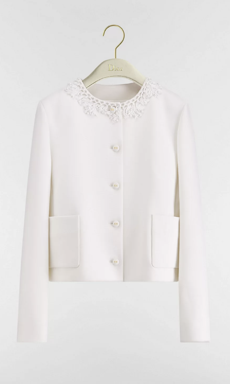 Christian Dior Embroidered Cropped Jacket in Ecru Wool and Silk