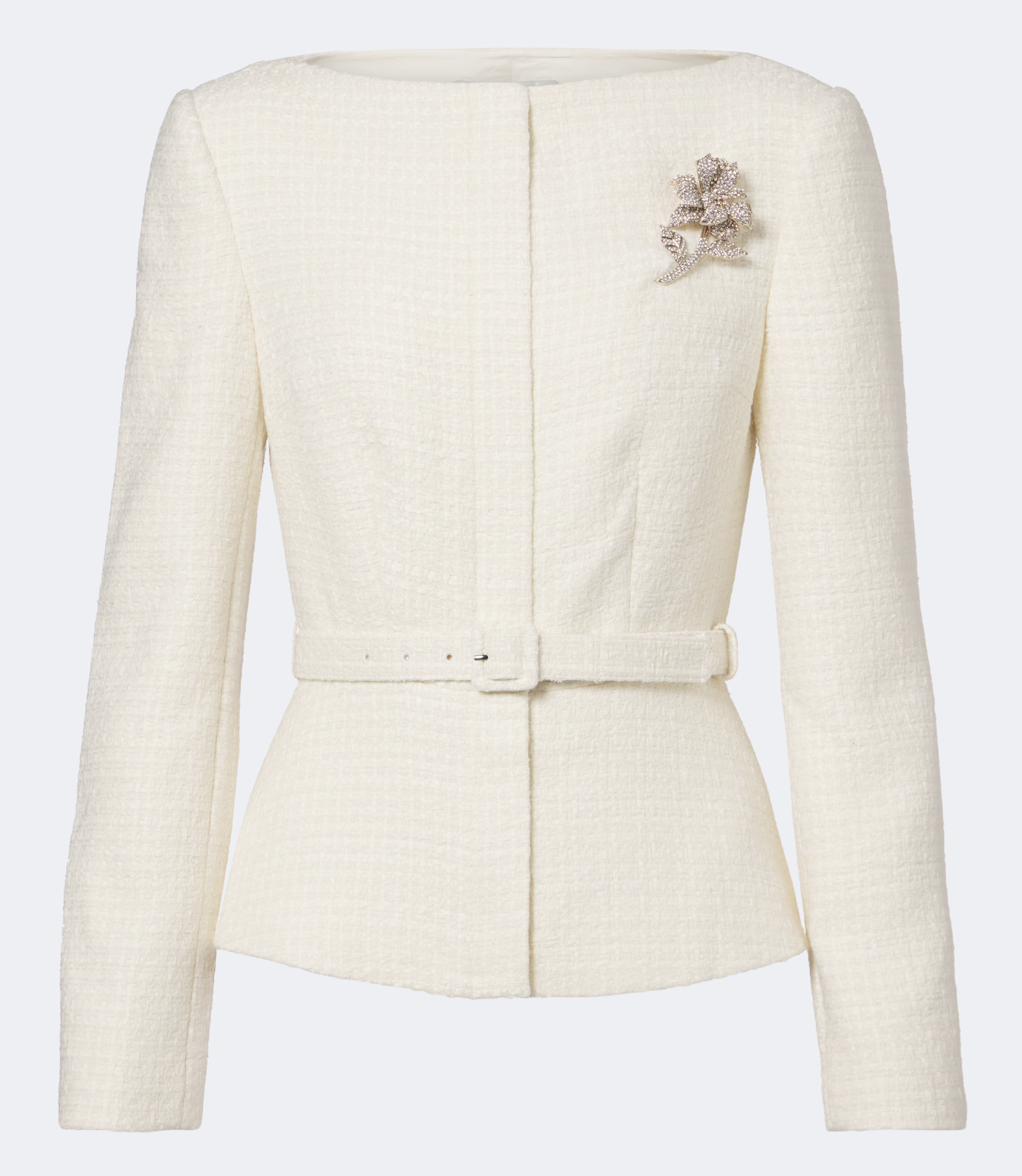 Roland Mouret Belted Embellished Bouclé Jacket