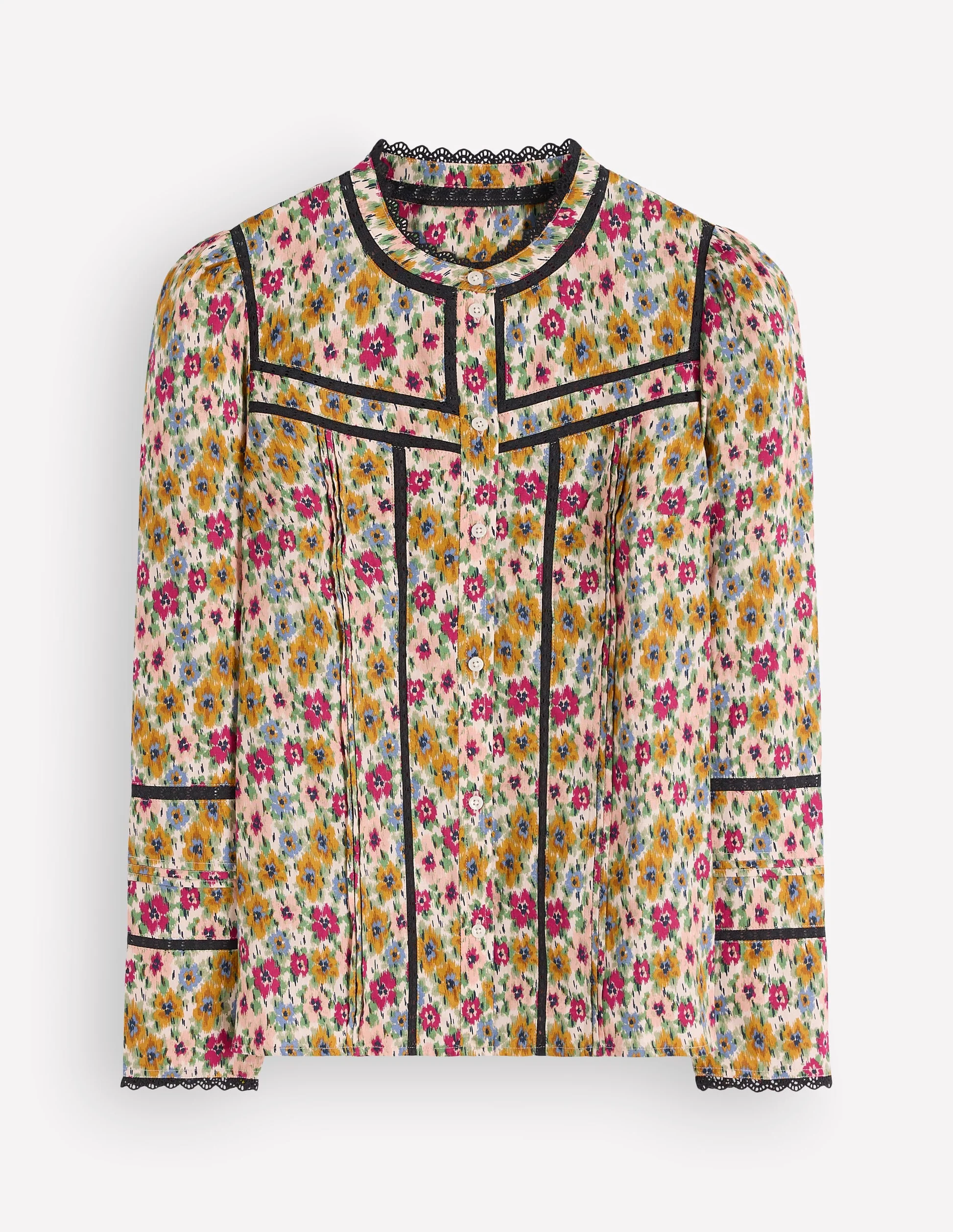 Boden Carmen Trim Detail Top in Flecked Garden