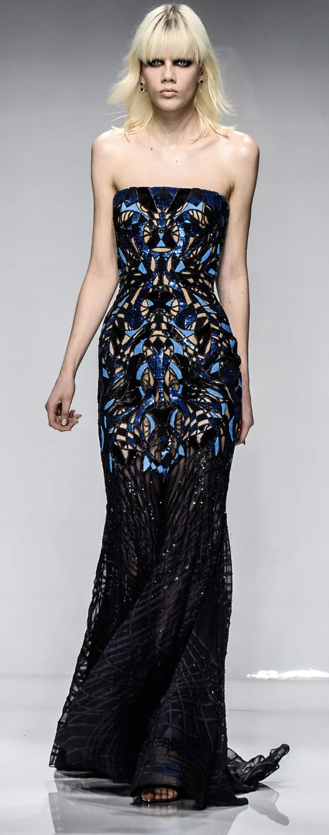 Atelier Versace Black Embroidered Chiffon Gown