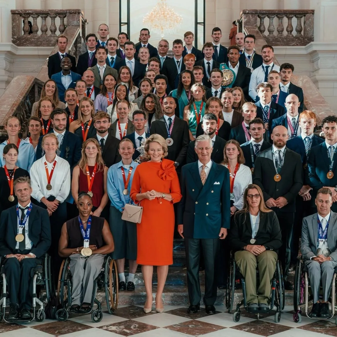 King Philippe and Queen Mathilde host reception for Belgian athletes