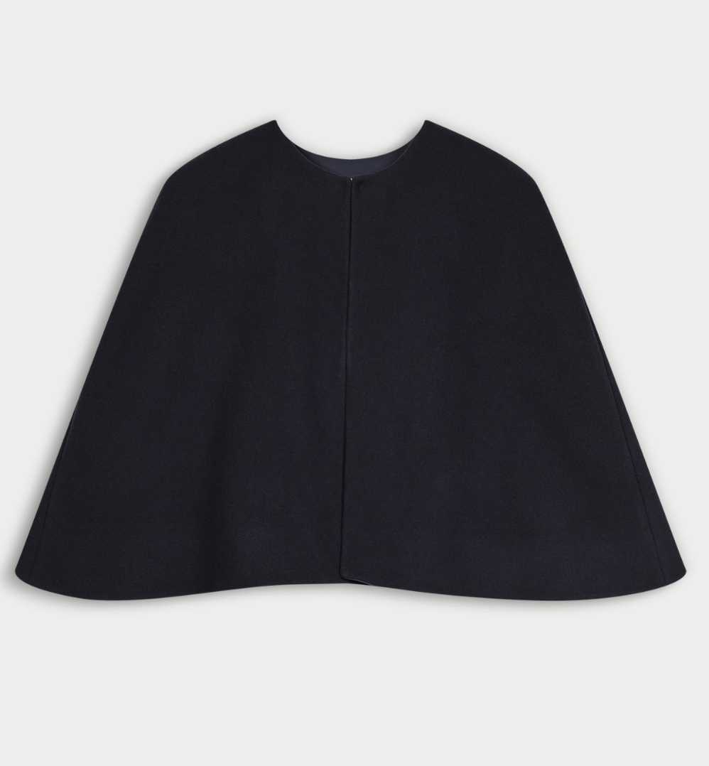 Natan Farce Short Cape in Mustard Mottled Wool 