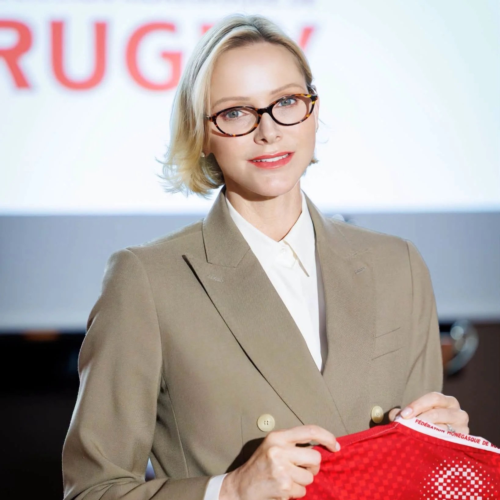 Princess Charlene attends Monaco Rugby Sevens team meeting 