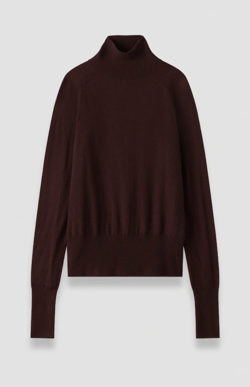 Joseph Yara Cashair High Neck Jumper in Mahogany