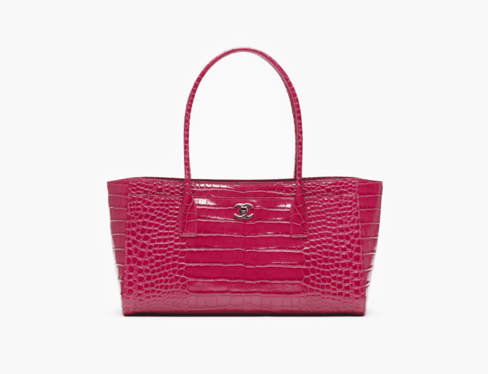 Chanel Small Tote in Crocodile Embossed Fuchsia Calfskin &amp; Gold-Tone Metal