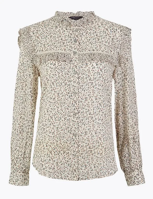 Marks &amp; Spencer Cotton Blend Floral Print Blouse