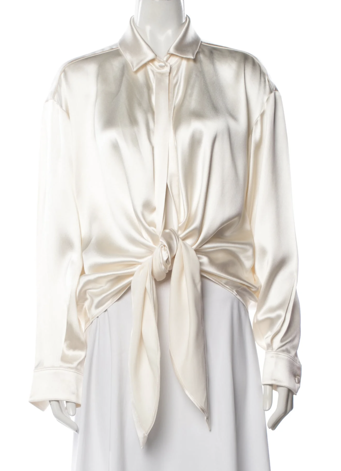 Saint Laurent Silk Long Sleeve Button-Up Top