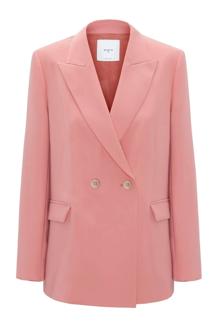 Mirto Double-Breasted Blazer in Coral
