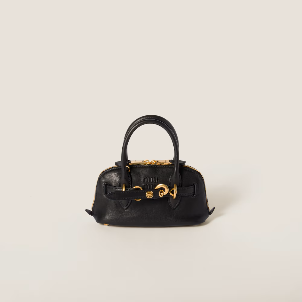 Miu Miu Mini Aventure Top-Handle Bag in Black Nappa Leather