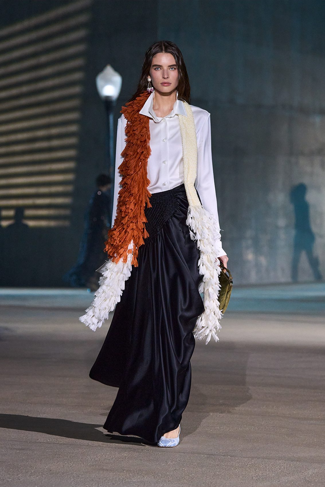 Christian Dior Asymmetrical Draped Skirt in Black Satin.png