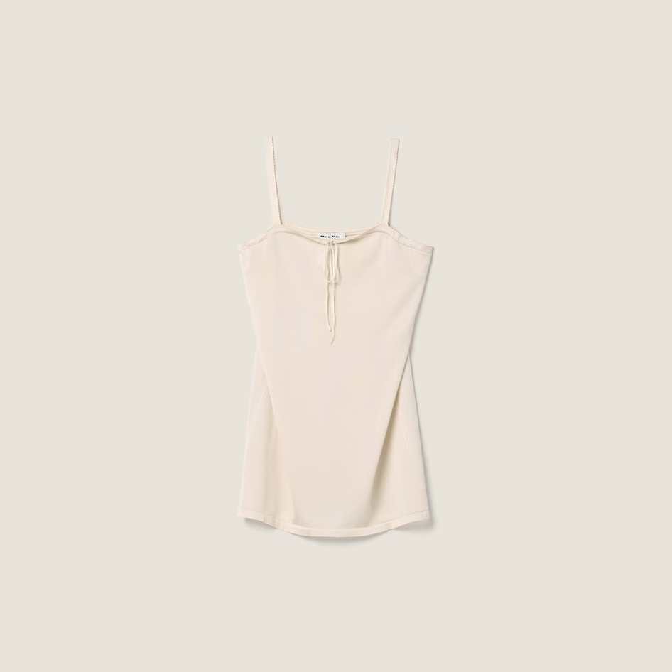 Miu Miu Silk Mini-Dress in Natural