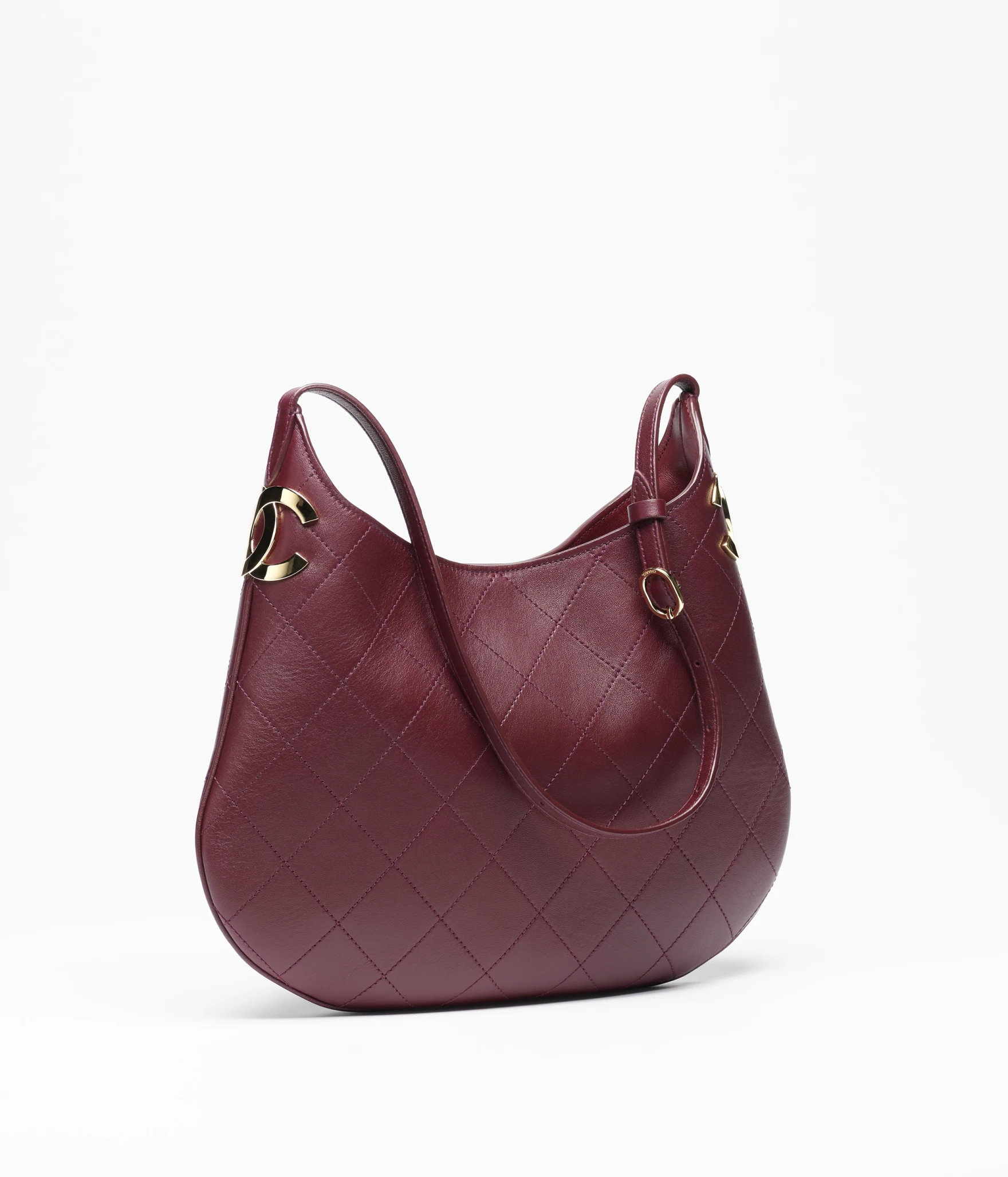 Chanel Hobo Handbag in Dark Burgundy Lambskin.png