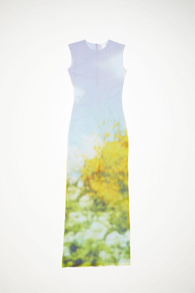 Acne Studios Blurred Print Dress in Purple/Yellow