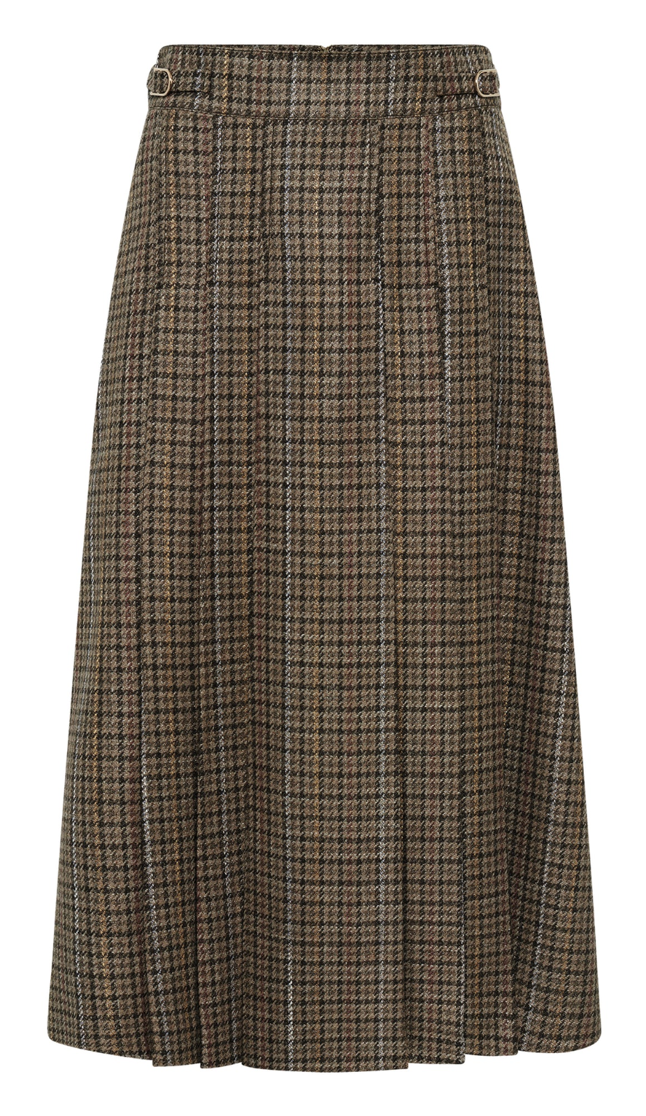 Gabriela Hearst Wesley Pleated Skirt in Camel Houndstooth