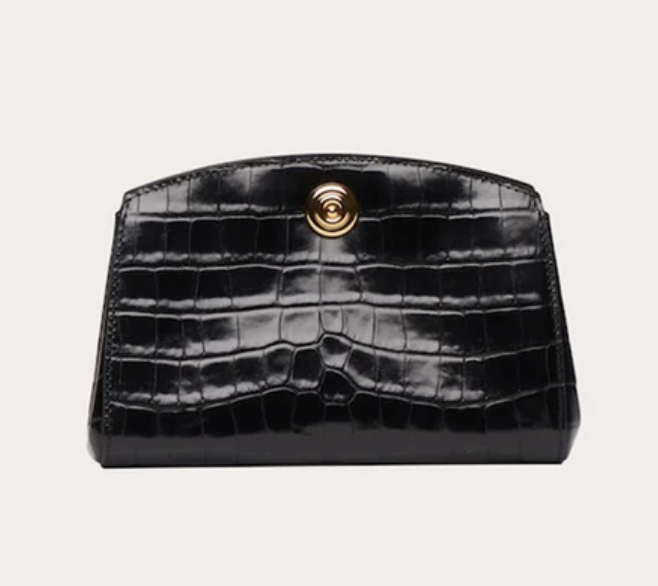Liffner Pushlock Clutch in Black Croc